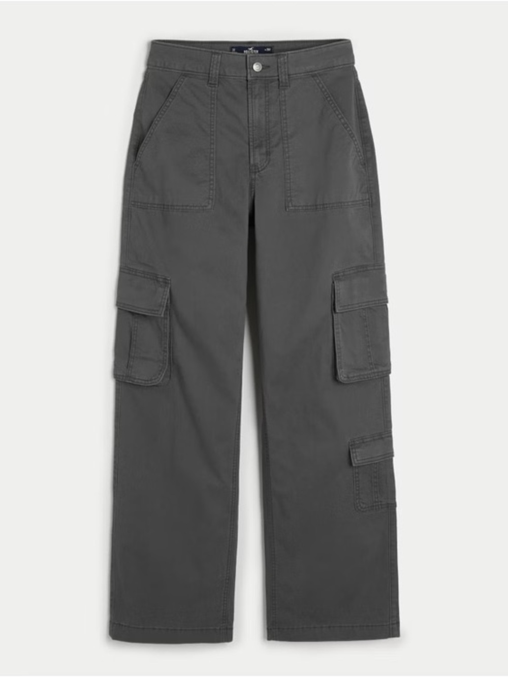 Hollister Women's Grey Ultra High-rise 3-pocket Baggy Cargo Trousers